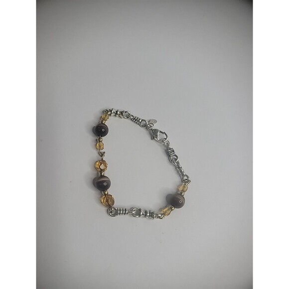 Vintage Premier Designs Silver Tone Bracelet Stone Beaded Jewelry Costume - Picture 3 of 9